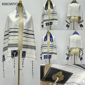 Jewish Tallit Prayer Shawl Men Women Arabic Tallit Messianic Scarf Jerusalem Hanukkah Pashmina for Christian Big Size50*180Cm