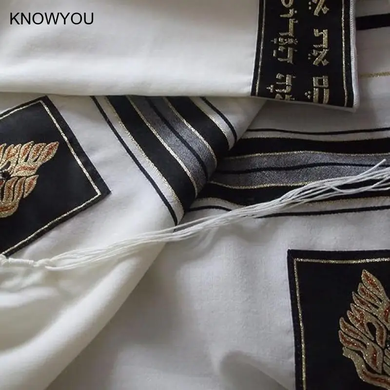 Jewish Tallit Prayer Shawl Men Women Arabic Tallit Messianic Scarf Jerusalem Hanukkah Pashmina for Christian Big Size50*180Cm - Image 4