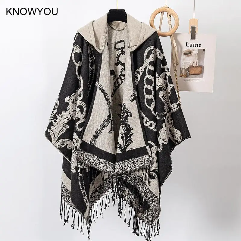 Trendy Male Coat Cape Coat Men Jacket Shawl Coat Warm Cashmere Blend Hooded Ponchos Men Autumn Winter Outwear Capes Wraps - Image 6