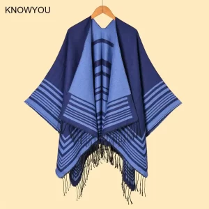 2025 New Winter Wrap Adult Capes Warm Bufanda Thick Artificial Cashmere Pashmina Men Long Tassel Jacket Outwear Travel Ponchos