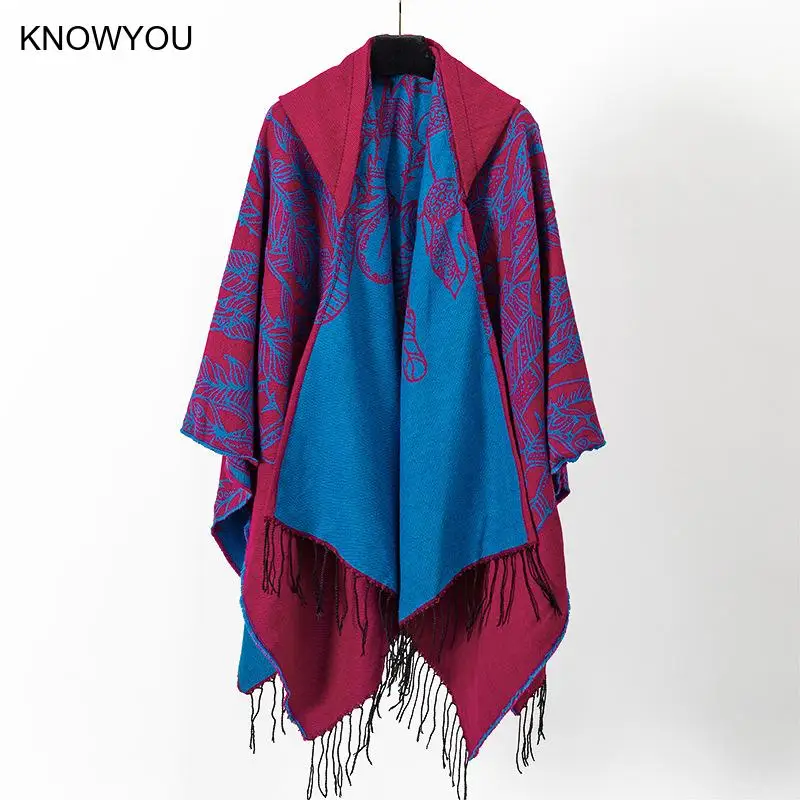 Vintage Tassel Cape Coat Fringe Poncho Men Coat Bohemian Shawl Scarf Warm Cashmere Blend Pashmina Print Capes Bigsize Shawl - Image 5