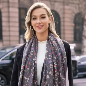 2024 New Winter Scarves Flower Print Cashmere Blend Mujer Bufanda Kady Elegant Echarpes Soft Shawls Pashmina