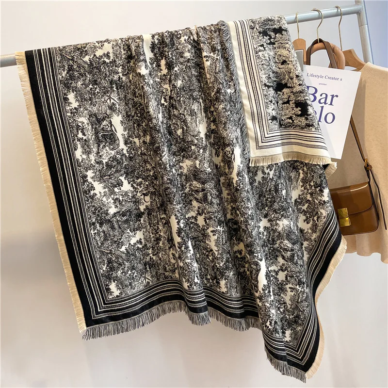 Luxury Scarf Women Cashmere Blend Bufanda Pashmina Print Scarves Classical Tassel Shawl and Wraps Winter Warm Echarpes - Image 2