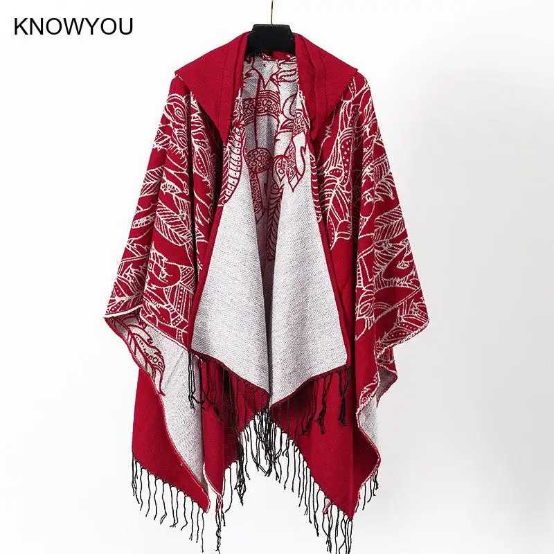 Vintage Tassel Cape Coat Fringe Poncho Men Coat Bohemian Shawl Scarf Warm Cashmere Blend Pashmina Print Capes Bigsize Shawl - Image 6