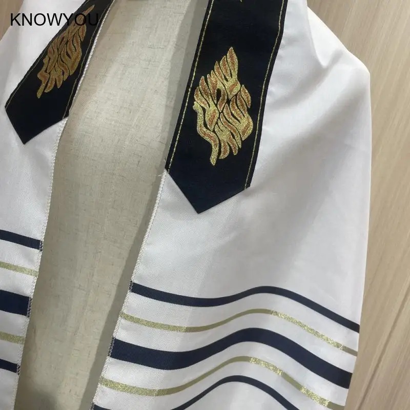 Jewish Tallit Prayer Shawl Men Women Arabic Tallit Messianic Scarf Jerusalem Hanukkah Pashmina for Christian Big Size50*180Cm - Image 3