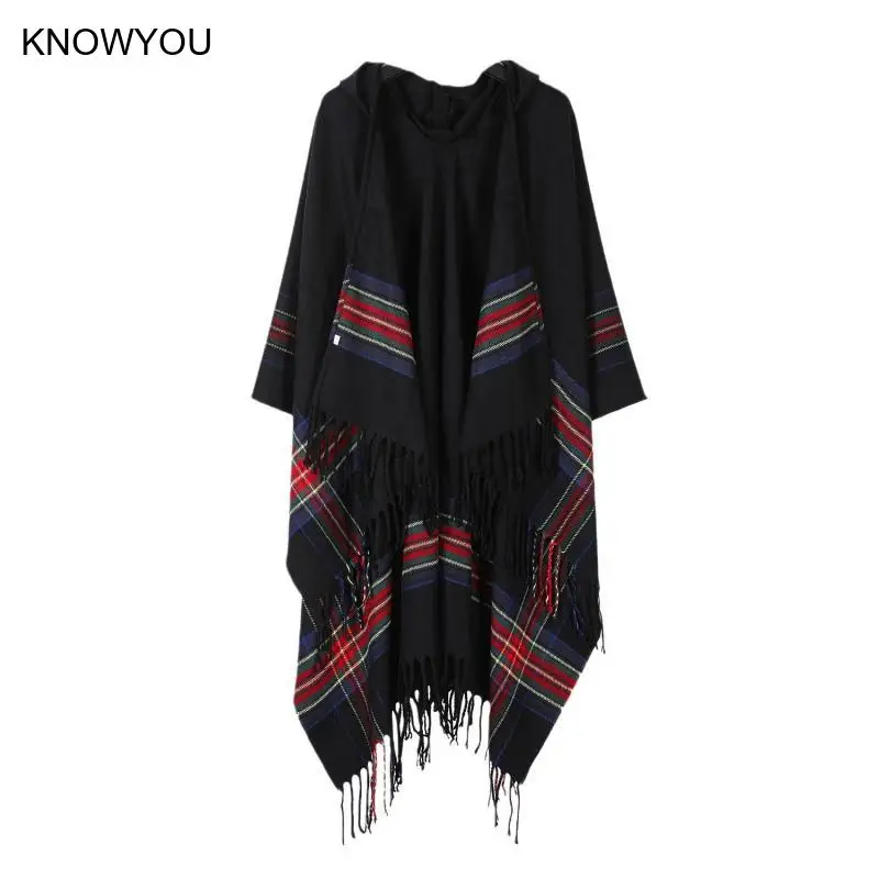 New Mens Wool Blend Stripe Hooded Ethnic Style Shawl Manteau Boho Gypsy Hippie Cape Poncho Hoody Women's Travel Shawl Cloak Coat - Image 3